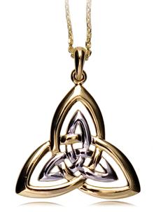 14 Carat Gold Trinity Knot Pendant Two Tone        