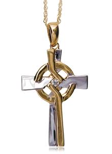 14 Carat Gold Diamond Cross Pendant