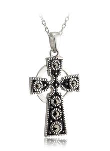 Sterling Silver Marcasite Celtic Cross Pendant