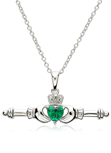 Sterling Silver Claddagh T-Bar Pendant