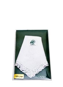 Ladies Irish Linen Hanky Shamrock White