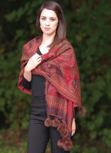 Pom-Pom Scarf Burgundy