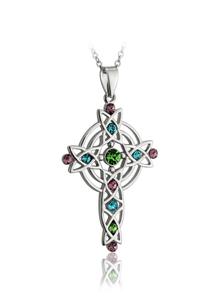Crystal Studded Celtic Cross Pendant 