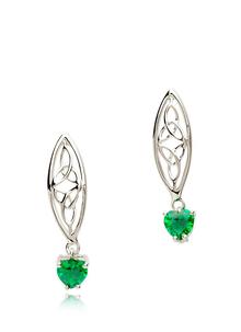Sterling Silver Emerald Trinity Knot Earrings