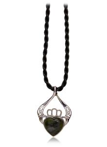 Sterling Silver Connemara Marble Claddagh Pendant 