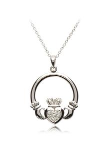 Sterling Silver Claddagh Stone Pendant