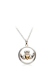 Sterling Silver Claddagh Circle Pendant