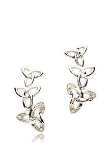 Sterling Silver Diamond Set Trinity Earrings 