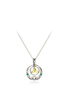 Sterling Silver Diamond Claddagh Pendant
