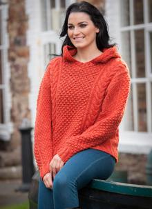 Handknit Aran Hooded Sweater