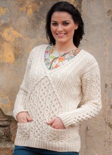 Ladies Aran V-Neck
