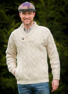 Shawl Collar Aran Sweater