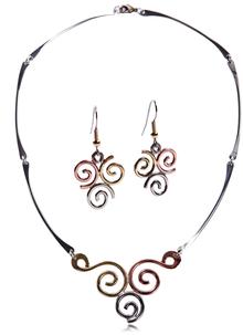 Triple Spiral Necklace and Earrings Set