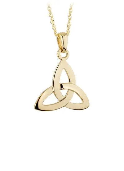 White background cut out shot of 14ct Gold Trinity Knot Pendant