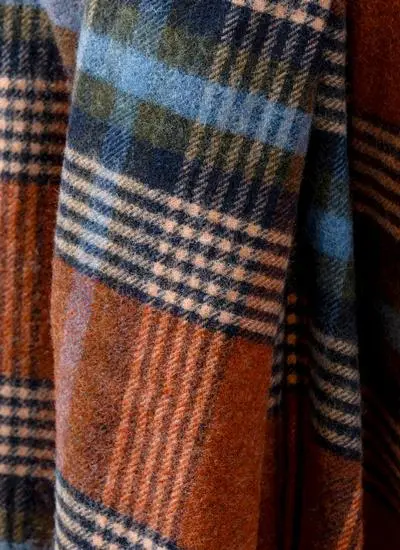 Rust Tartan Highland Wool Throw
