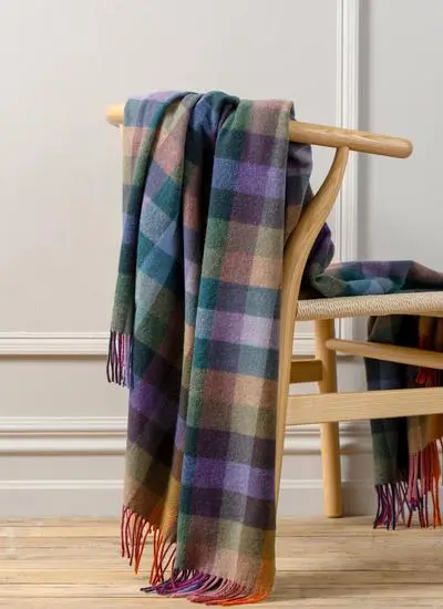 Wisteria Check Lambswool Throw