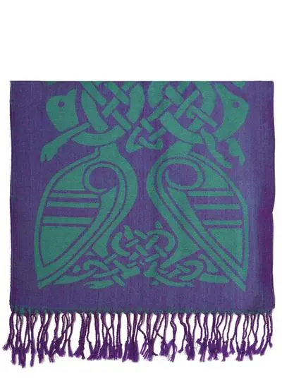 Purple & Green Two-Tone Wool Scarf