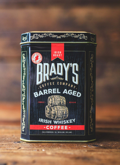 Bradys ground coffee in black tin 