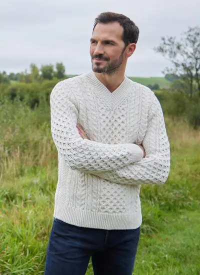Ciaran V-Neck Aran Sweater