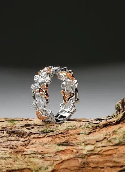 14ct Diamond Shamrock & Trinity Knot Ring