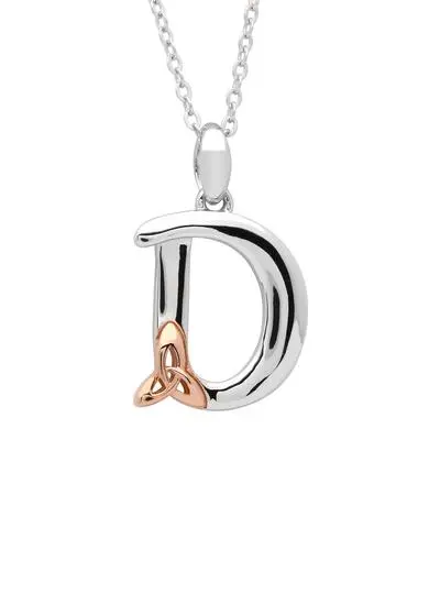 Sterling Silver Trinity Knot Initial Pendant - D