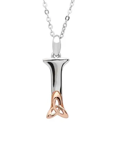 Sterling Silver Trinity Knot Initial Pendant - I