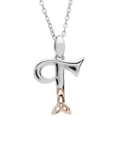 Sterling Silver Trinity Knot Initial Pendant - T