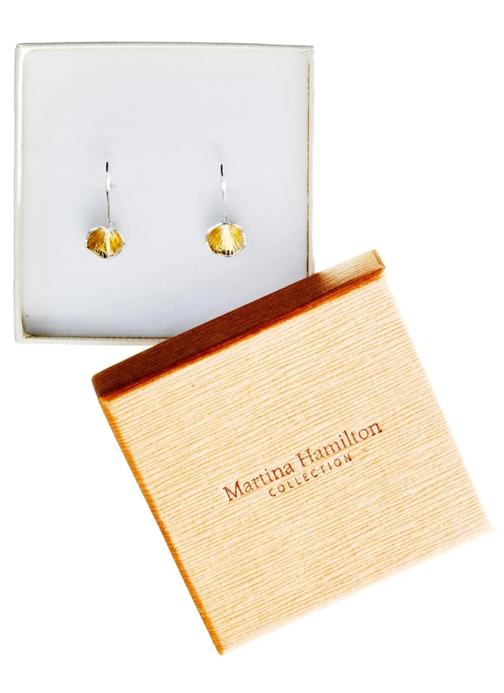 Shell Cone Silver and Rose Gold Short Drop Earrings