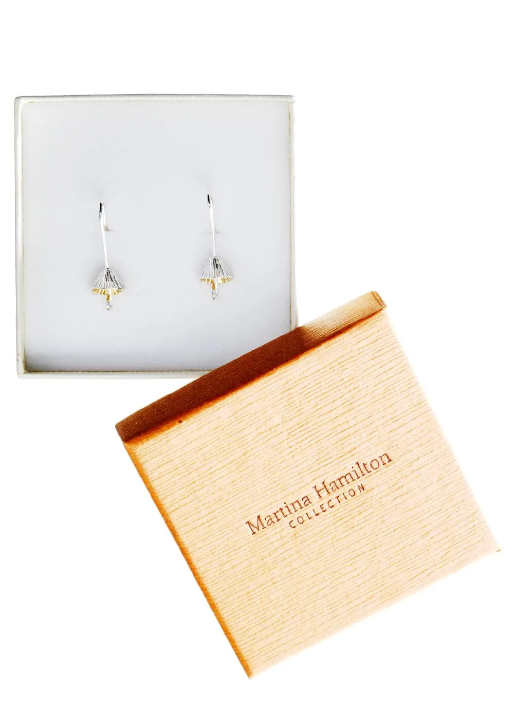 Shell Cone Silver and Gold Plated Drop Earrings 