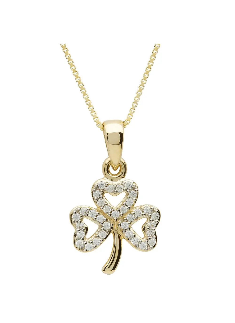 10K Gold Shamrock Stone Set Pendant