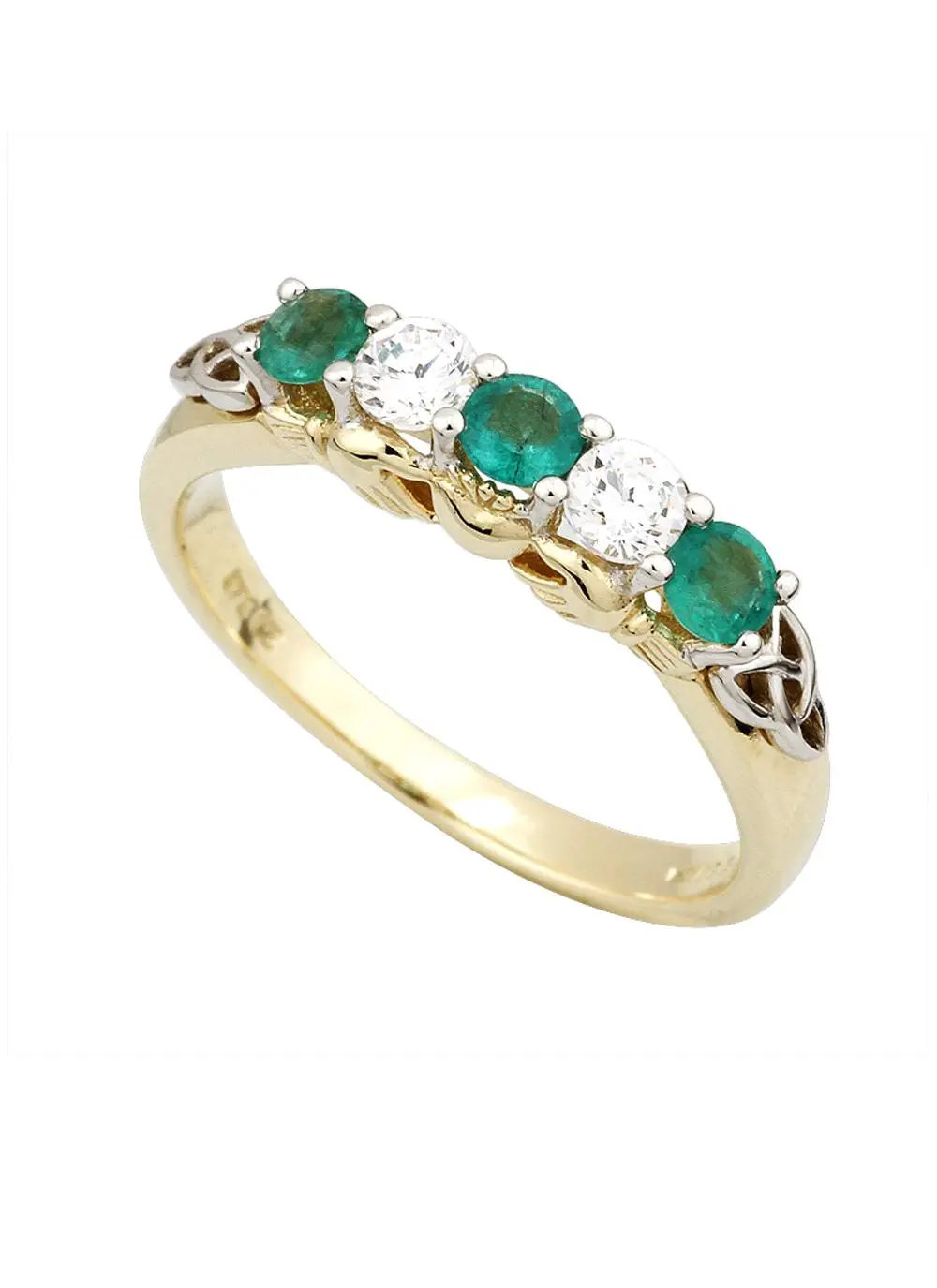 10K Gold Emerald & Cubic Zirconia Claddagh Eternity Ring