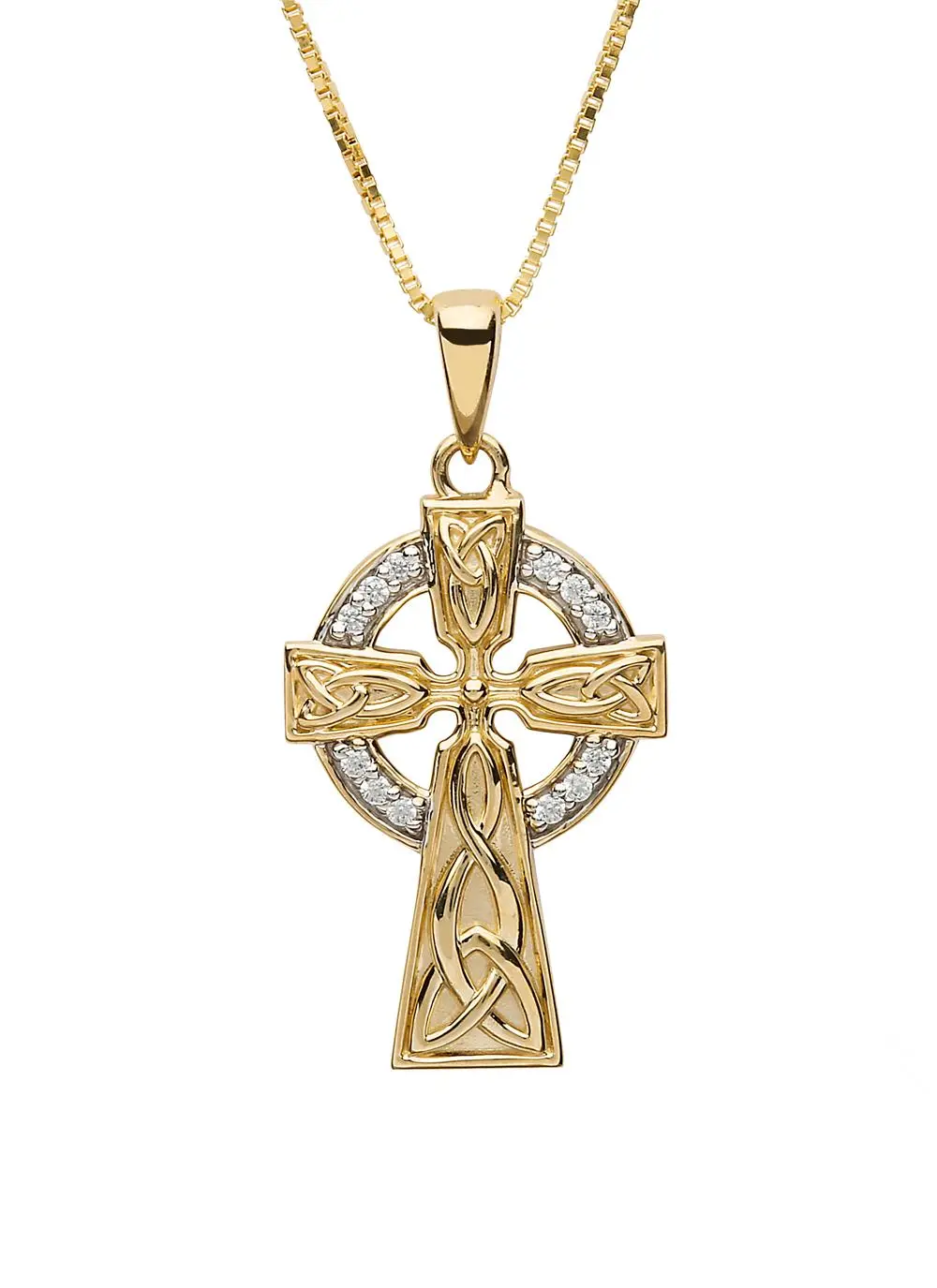 10K Gold Stone Set Celtic Cross Pendant