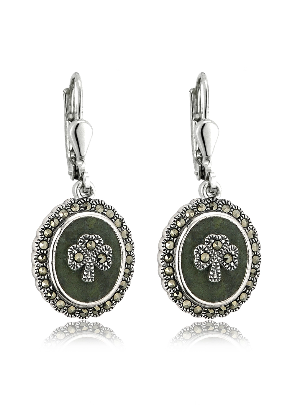 Sterling Silver Marcasite Shamrock Earrings