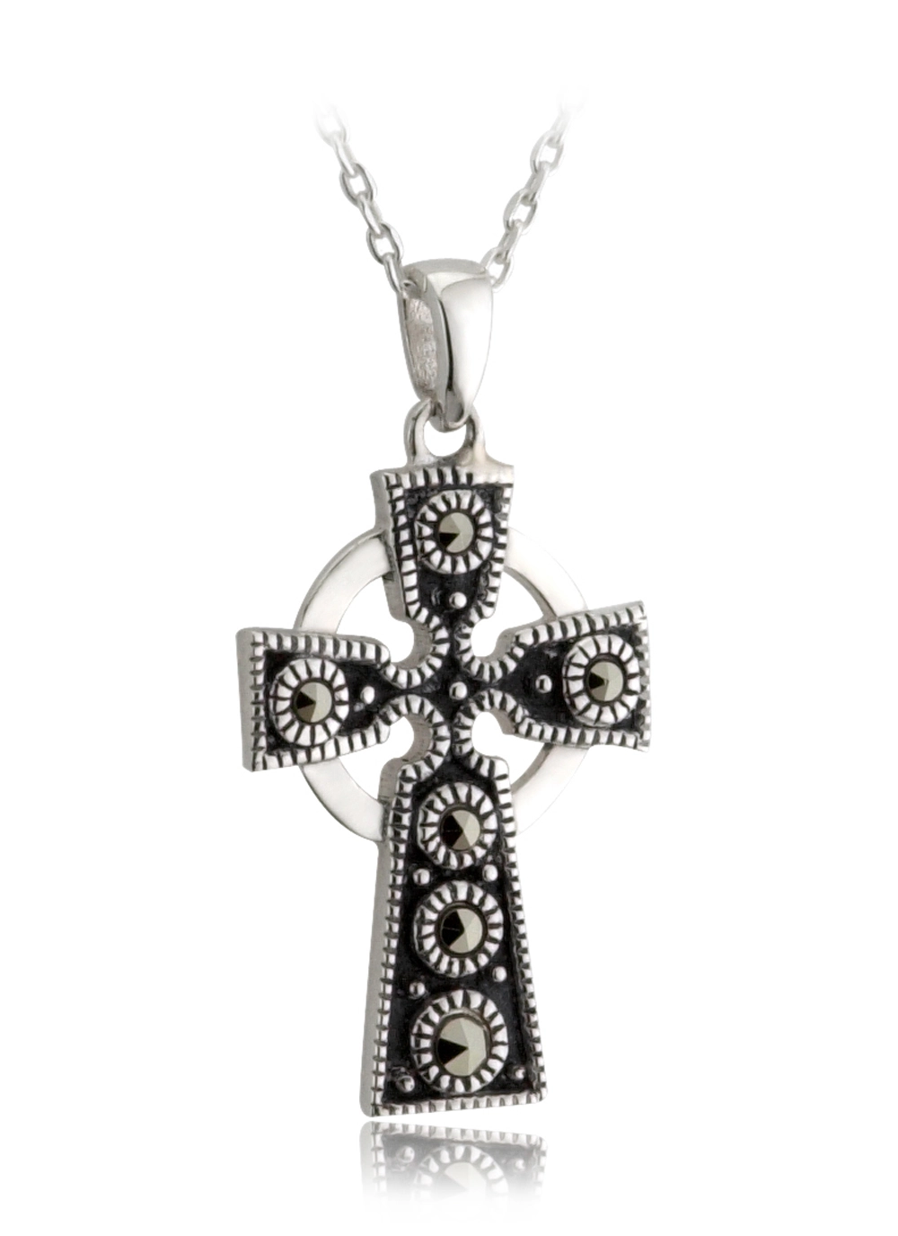 Sterling Silver Marcasite Celtic Cross Pendant