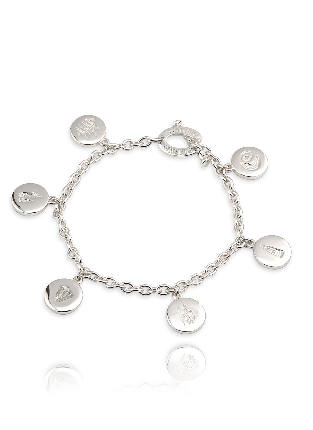 Sterling Silver History Of Ireland Charm Bracelet      