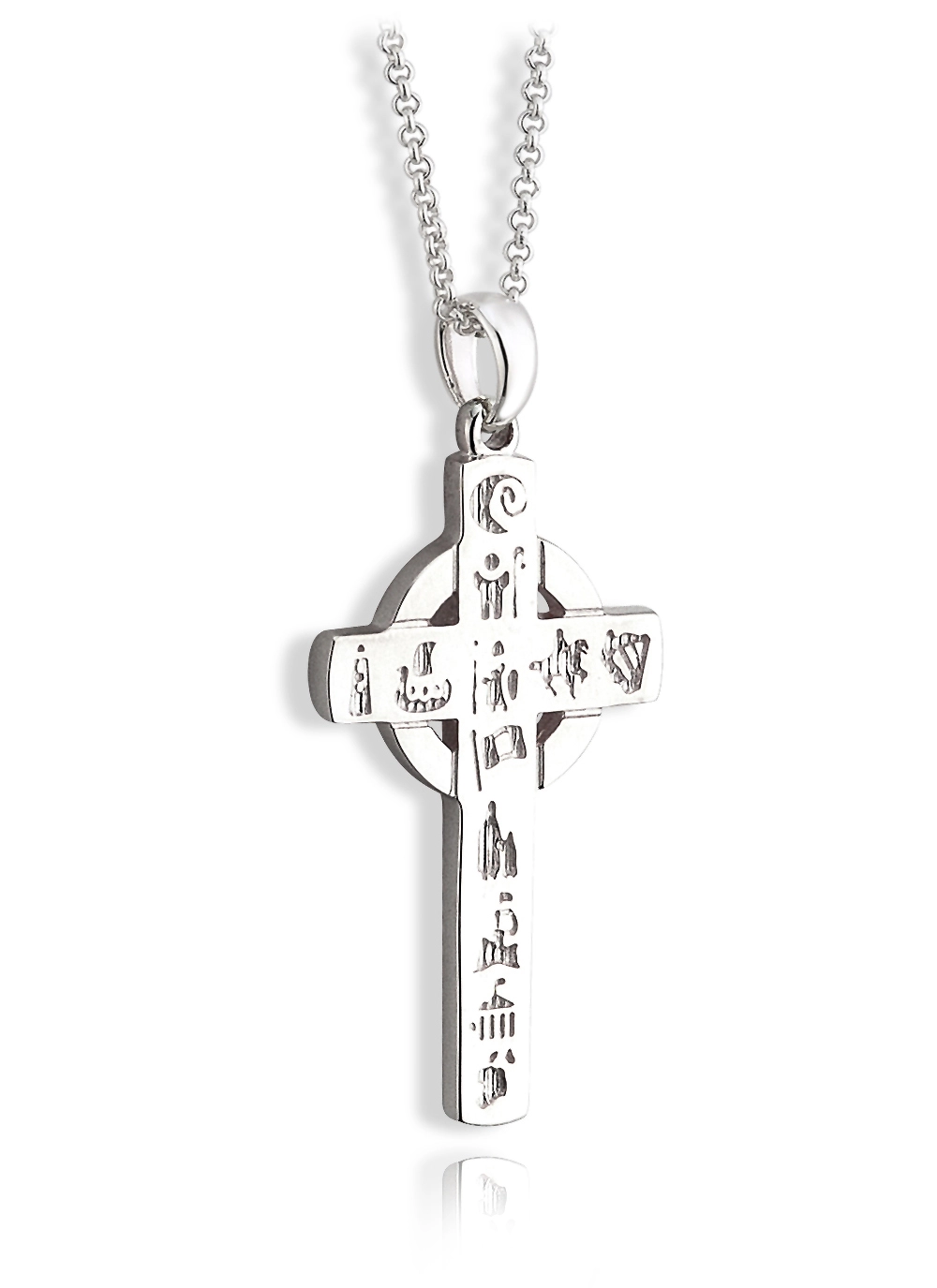 Sterling Silver History Of Ireland Cross Pendant 