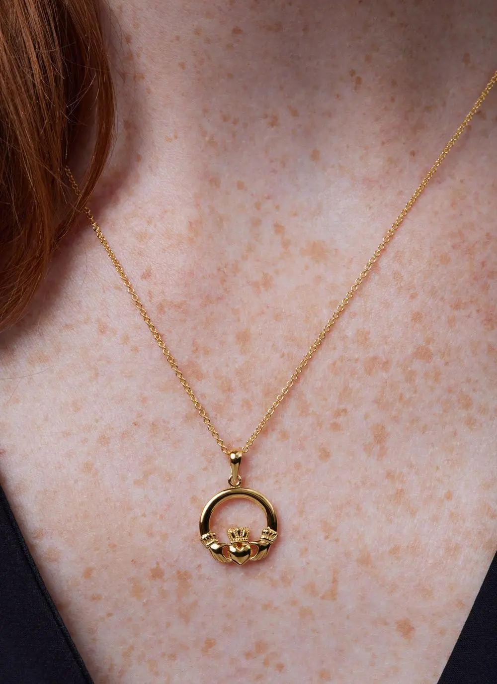 Genuine Red Garnet Open Heart Necklace Sets in 14k Solid Gold