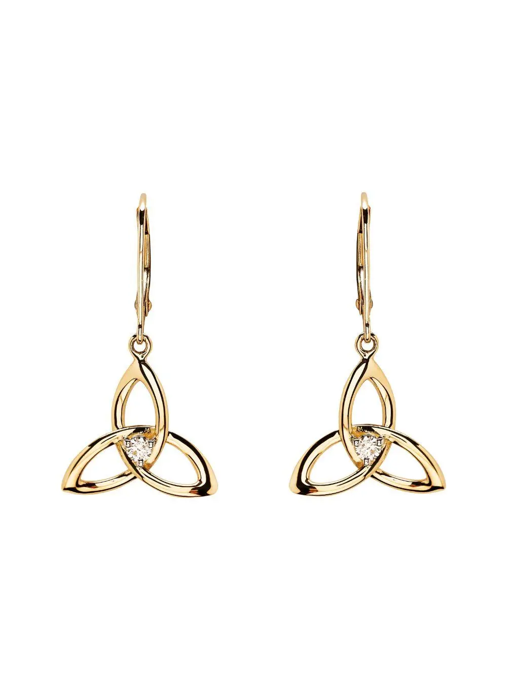 14ct Gold and Lab Diamond Trinity Knot Drop Earrings