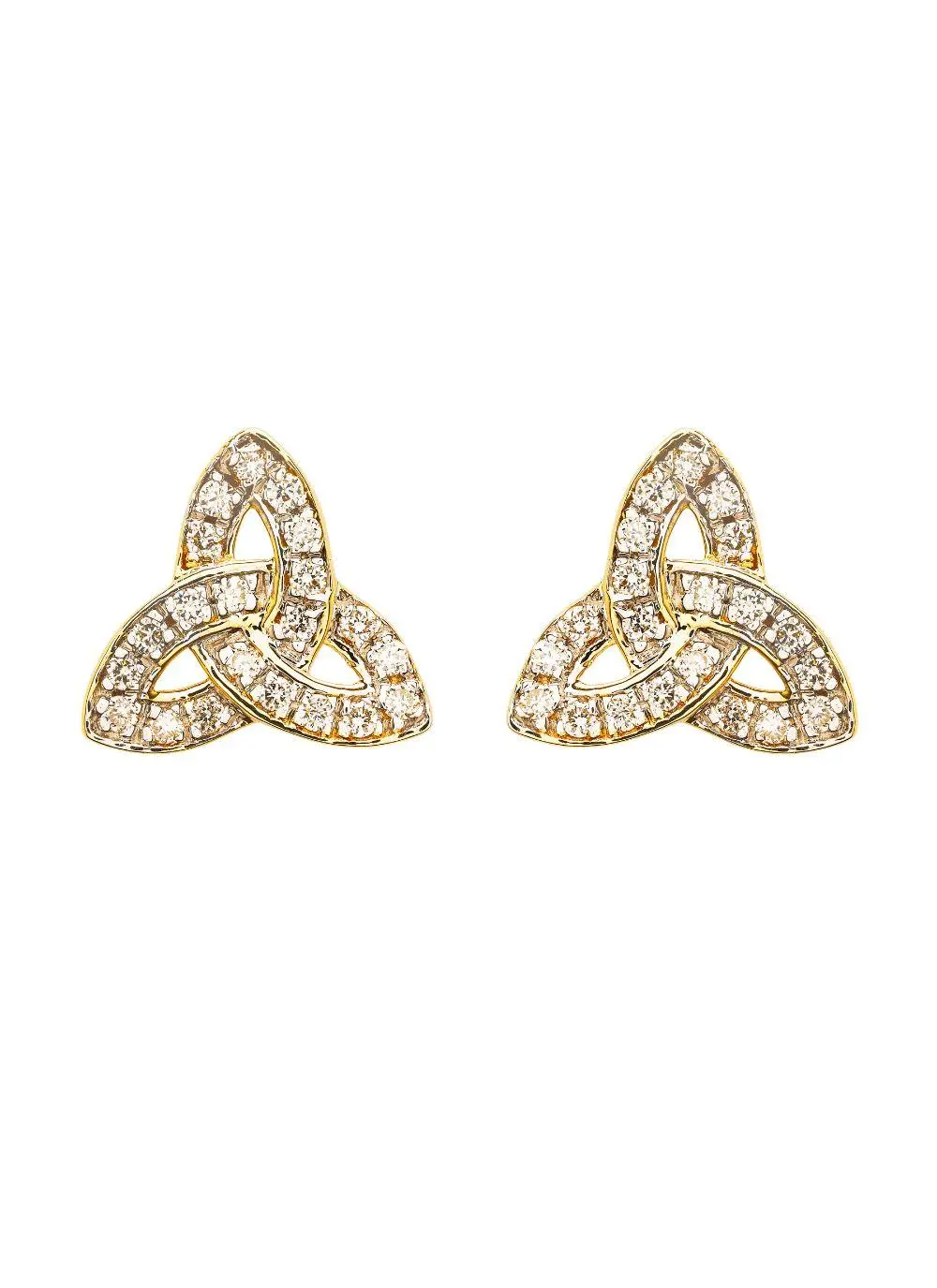 14ct Gold and Lab Diamond Trinity Knot Stud Earrings