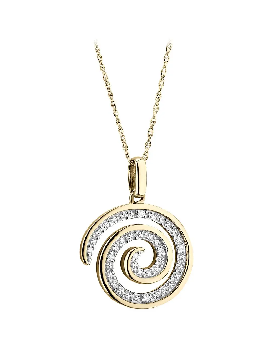 14K Gold Diamond Spiral Pendant
