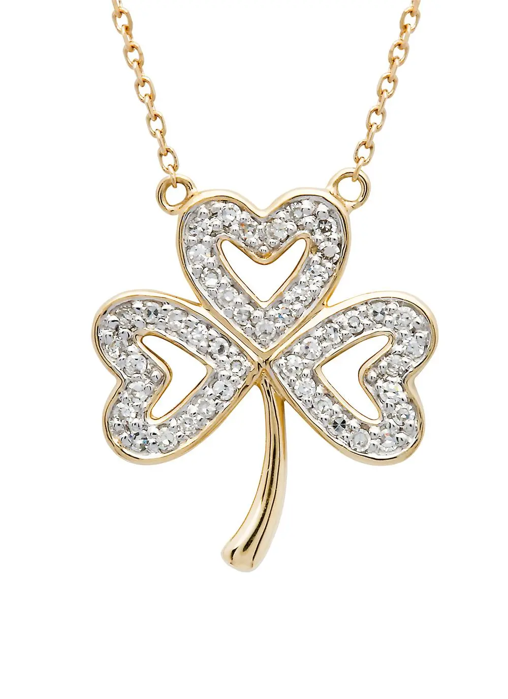 14K Gold Shamrock Pendant Encrusted With Diamonds