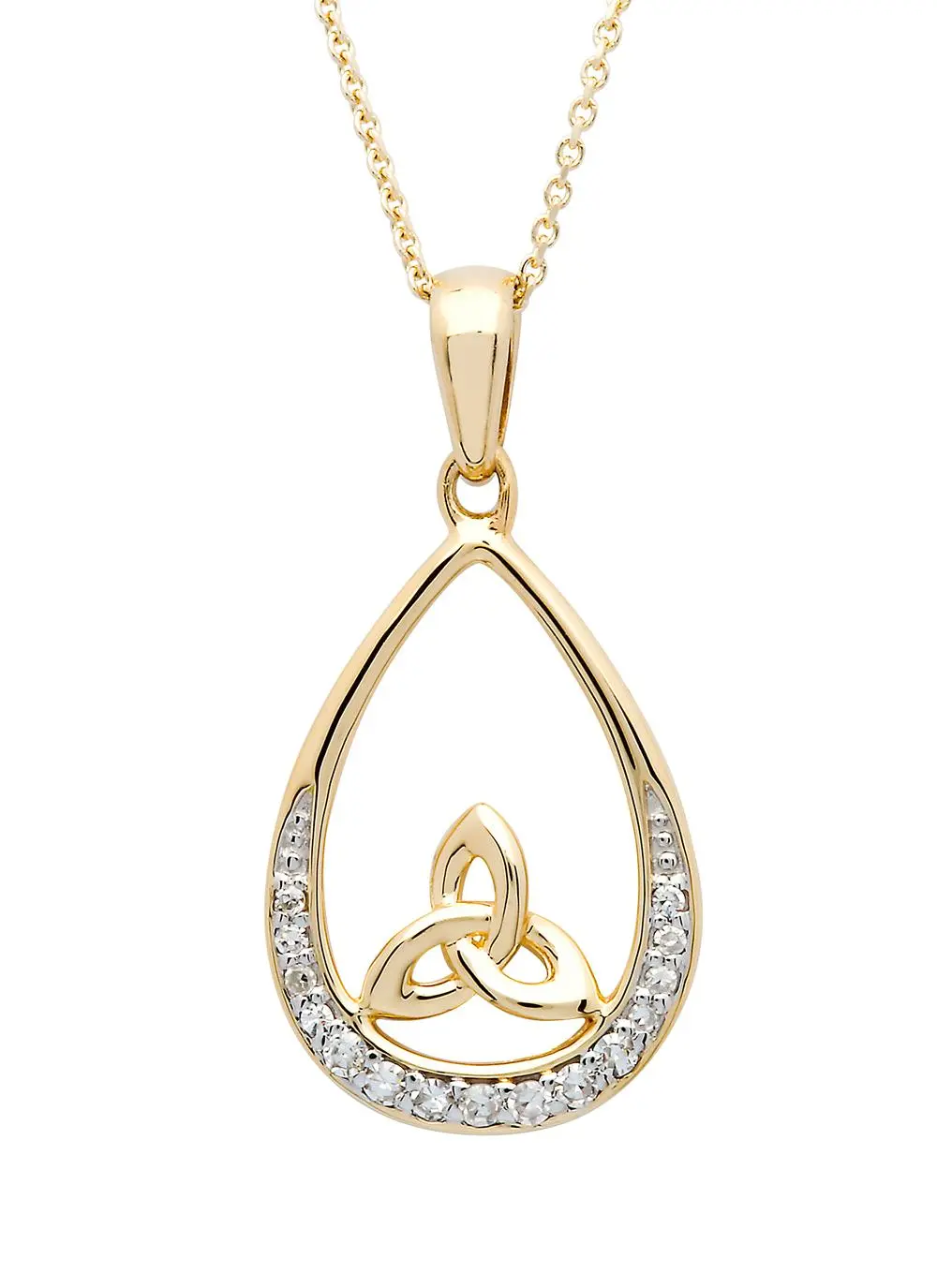 14K Gold Trinity Knot Diamond Set Pendant