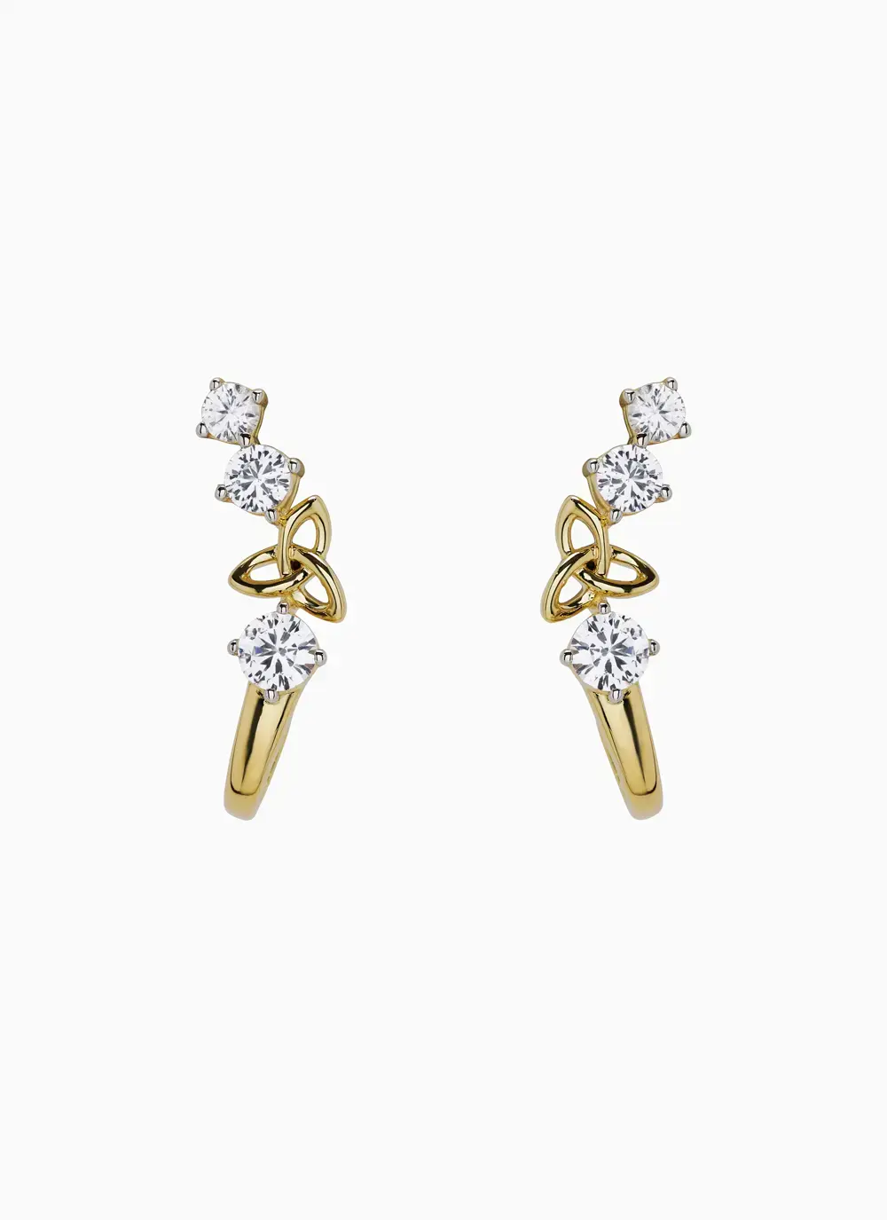 14K Vermeil Trinity Knot Curve with White Sapphire Earrings