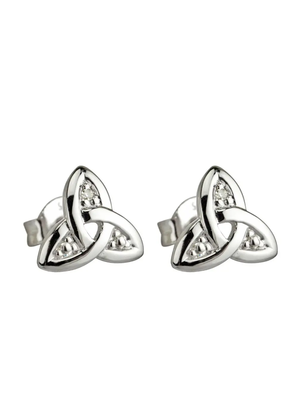 14K White Gold Diamond Trinity Knot Stud Earrings