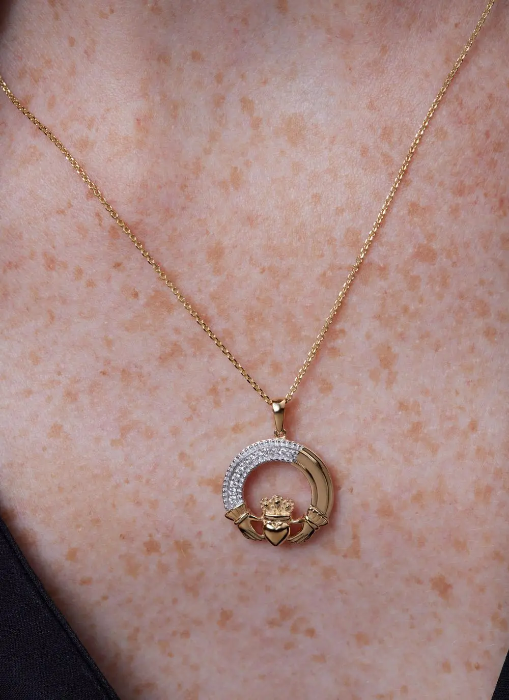 Decolletage shot of 14ct Gold 