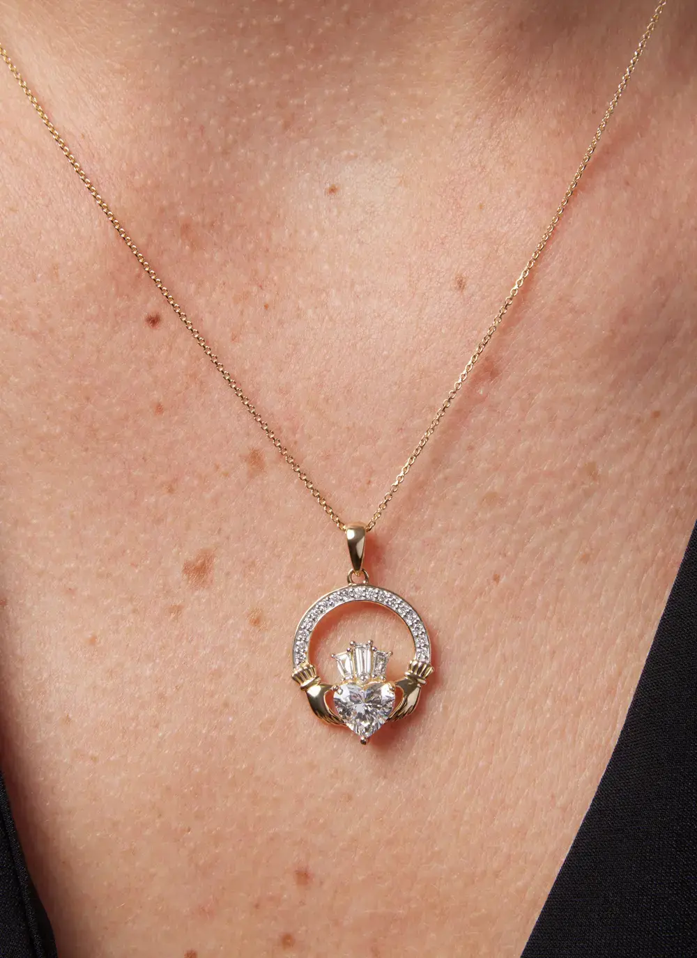 14K Gold Claddagh Necklace