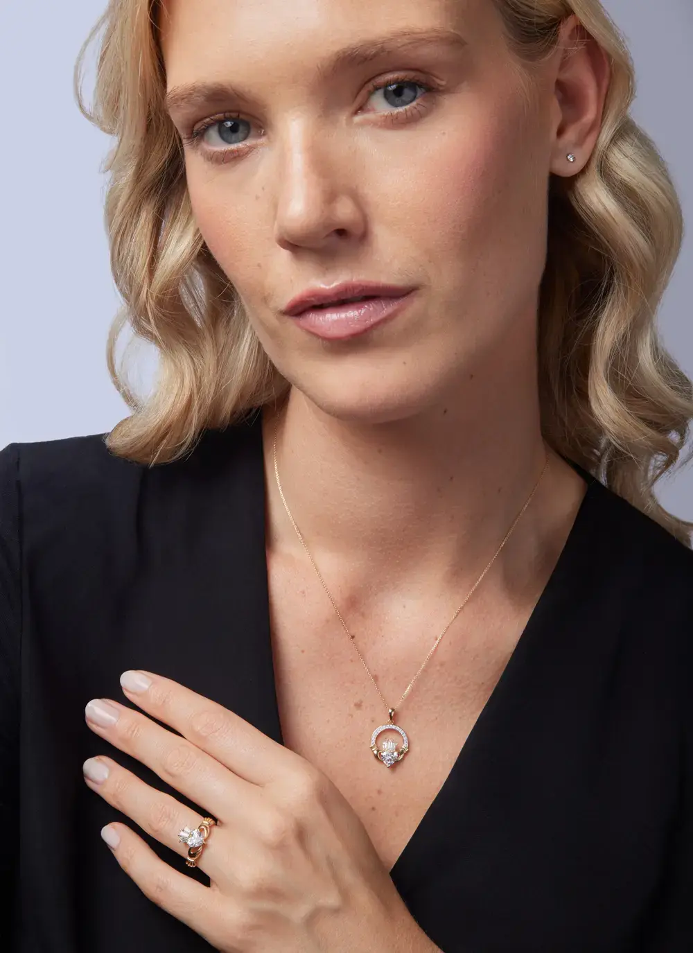 14K Gold Claddagh Necklace