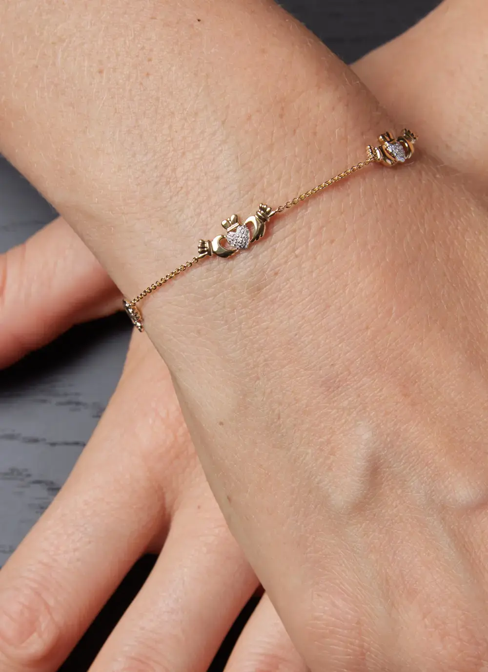 14K Gold Claddagh Bracelet