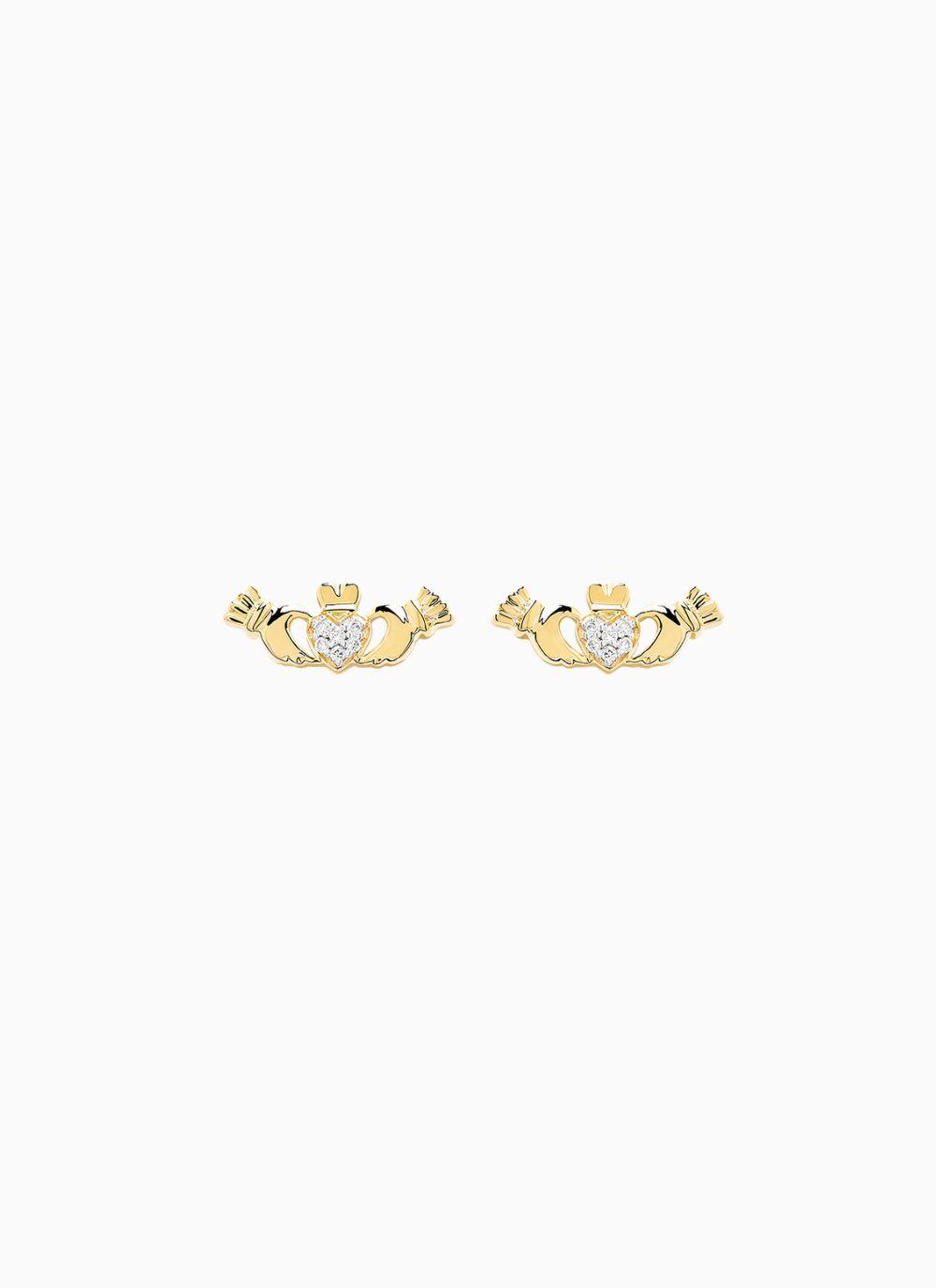 14K Gold Claddagh Earrings 