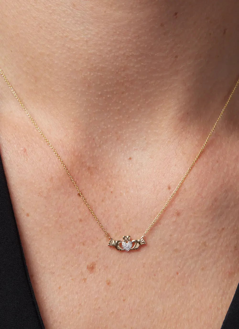 14K Gold Claddagh Necklace